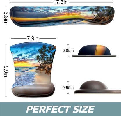 Mouse Pad Wrist Support Keyboard Wrist Rest Pad Ergonomic Mousepad Non-Slip Memory Foam Keyboard Pad Easy Typing Pain Relief Perfect for PC Laptop Gaming Office, Beach